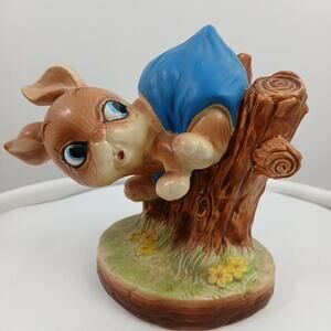 Josef Originals Bunny Hutch Series Figurine Japan Hopping over Tree Stump